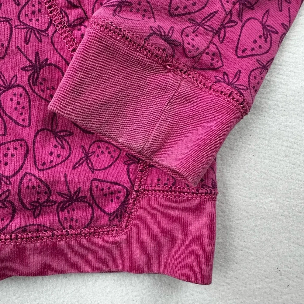 Tea Collection Girl's Strawberry‎ Full Zip Hoodie Sweatshirt Size 12 Pink Hooded